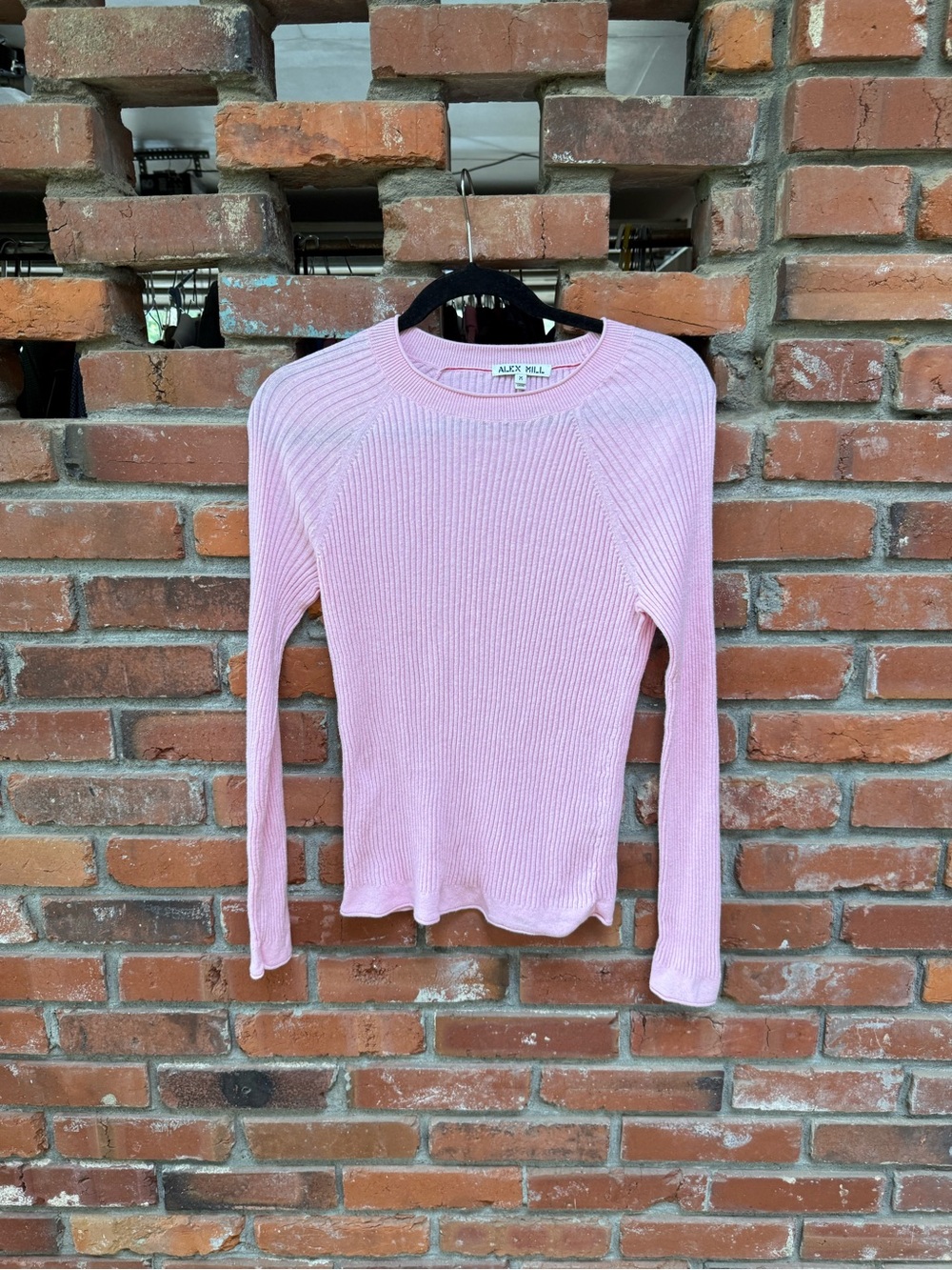 Alex Mill Light Pink Ribbed Cashmere Blend Crewneck Sweater